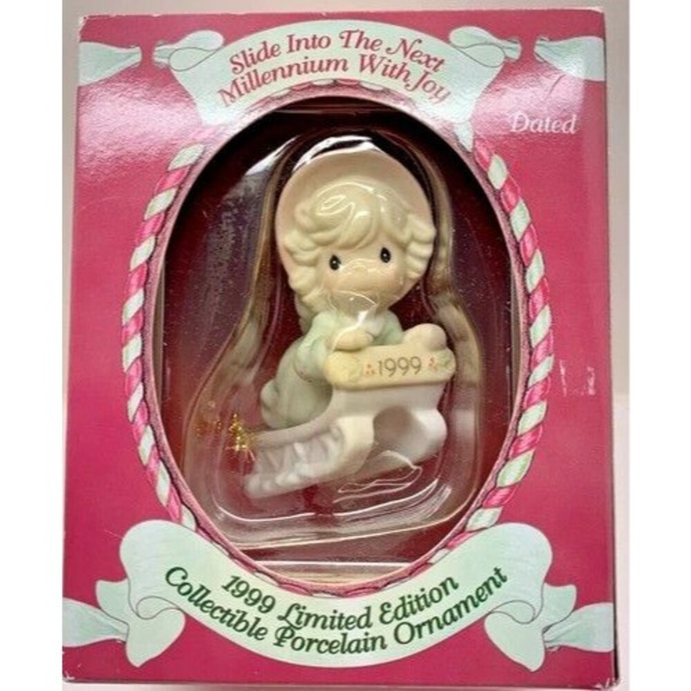Precious Moments Ornament Dated 1999 NIB Slide Into The New Millennium With Joy